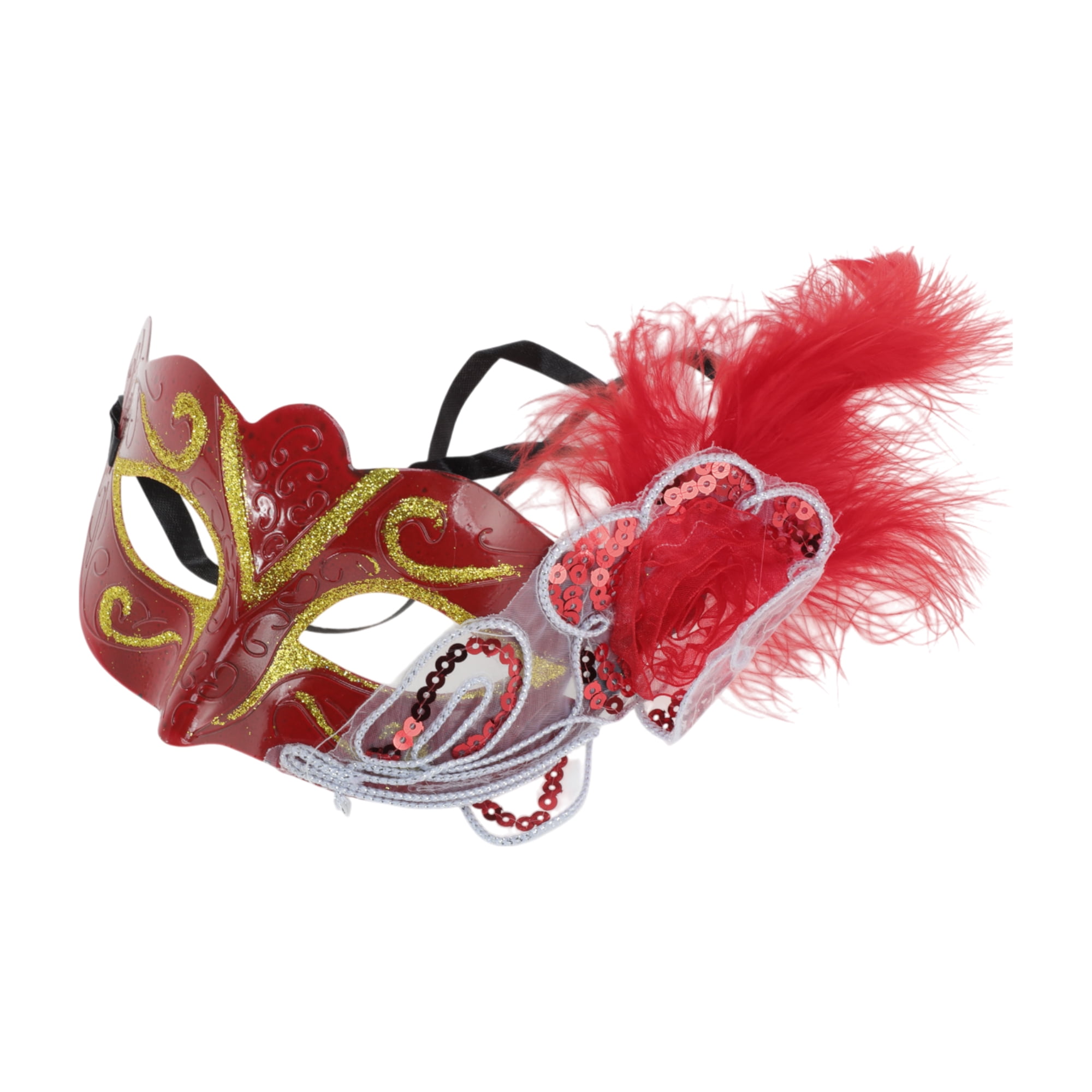 Unique Bargains 1 Pc Dancing Queen Feather Half Face Party Mask for ...