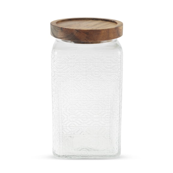 Unique Bargains 1 Pc Decorative Glass Jar with Lid Durable Window Paper Pattern Multipurpose Containers ["33.82oz"]