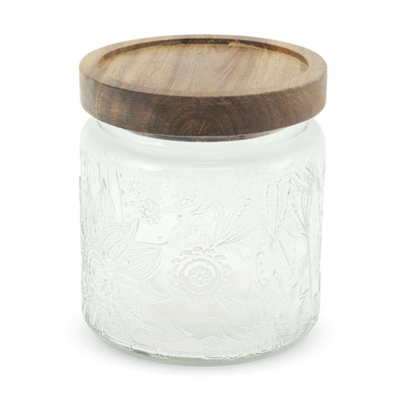 Unique Bargains 1 Pc Decorative Glass Jar with Lid Sunflower Pattern Multipurpose Containers ["15.22oz"]