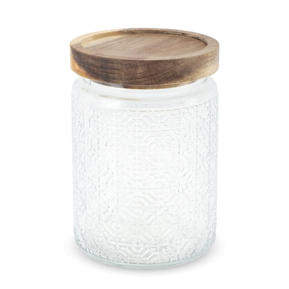Unique Bargains 1 Pc Decorative Glass Jar with Lid Window Paper Pattern Multipurpose Containers ["23.67oz"]