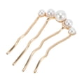 thumbnail image 1 of Unique Bargains 1 Pc Decorative Hairpin Fashion U-shaped Faux Pearls Hair Hairpin for Women Gold Tone, 1 of 5