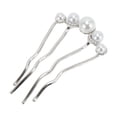 thumbnail image 1 of Unique Bargains 1 Pc Decorative Hairpin Fashion U-shaped Faux Pearls Hair Hairpin for Women Silver Tone, 1 of 5