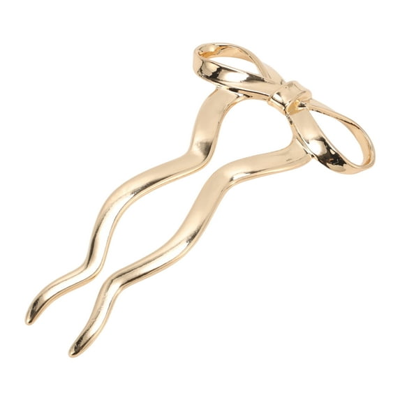 Unique Bargains 1 Pc Decorative Hairpin U-shaped Bow Hair Hairpin for Women Gold Tone