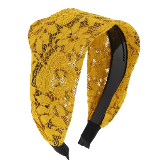 Unique Bargains 1 Pc Delicate Lace Headband 6.3"x3.15" Yellow