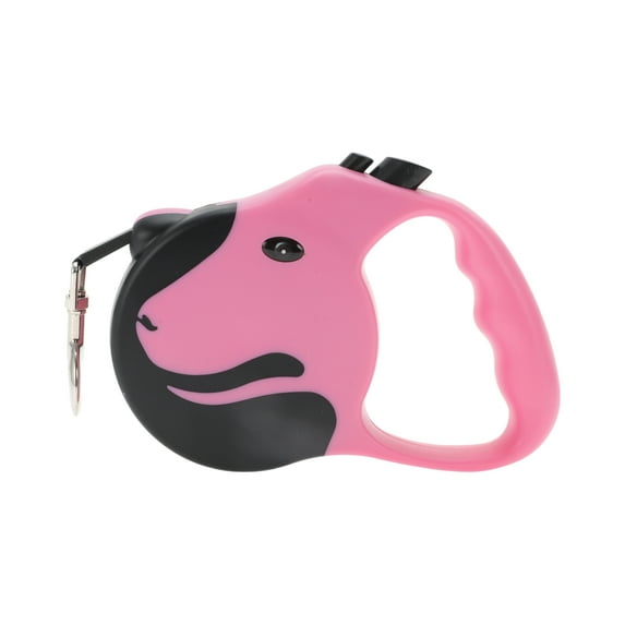 Unique Bargains 1 Pc Dog Face Style Pet Leash Scaling Dog Leash for Dog 9.84ft Long Pink