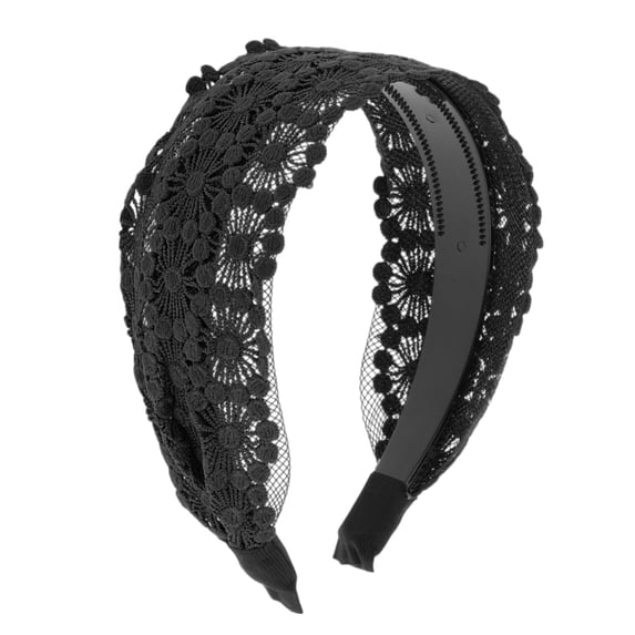 Unique Bargains 1 Pc Dot Pattern Headband 5.91"x4.33" Black