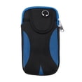 thumbnail image 1 of Unique Bargains 1 Pc Double Layer Phone Holder Arm Bands for Hiking Gym Blue Neoprene, 1 of 4