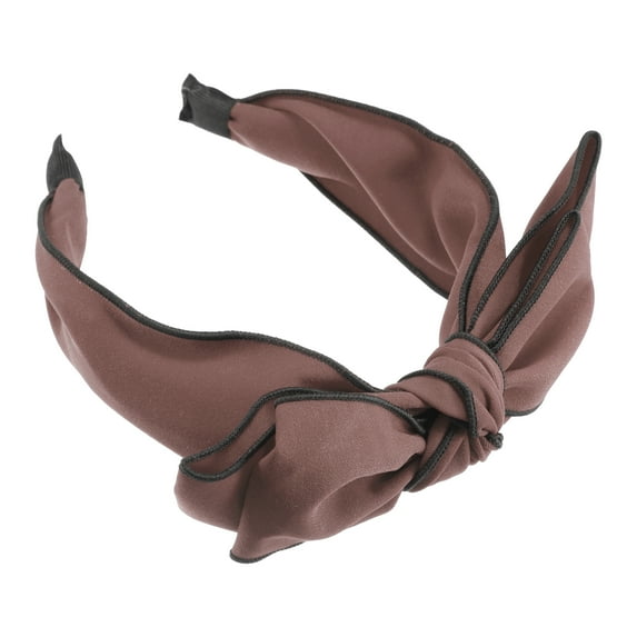Unique Bargains 1 Pc Double Layered Bow Knot Headband Hairband for Women Pink 2.6 Inch Wide