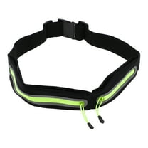 Unique Bargains 1 Pc Double Pocket Running Waist Pack for Hiking Gym Polyester Black, Green