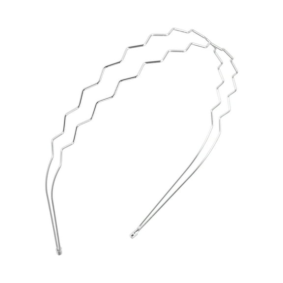 Unique Bargains 1 Pc Double Row Wave Headbands for Women Silver Tone