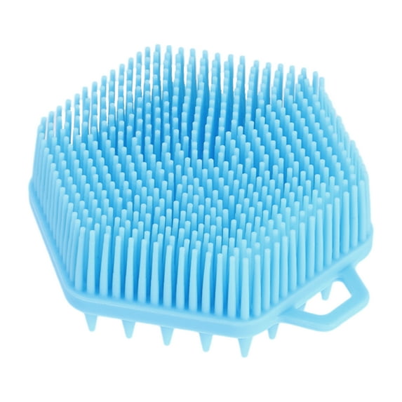 Unique Bargains 1 Pc Double Side Body Bath Brush Back Scrubber for Shower 3.70"x3.66"x1.50" Blue