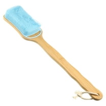 Unique Bargains 1 Pc Double Side Long Handle Bath Brush Body Scrubber for Bath 17.72" Length Blue