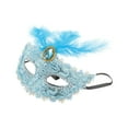 thumbnail image 1 of Unique Bargains 1 Pc Dragon Pattern Feather Half Face Party Mask for Masquerade Party Blue, 1 of 5