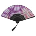 thumbnail image 1 of Unique Bargains 1 Pc Dreamy Cherry Blossoms and Butterflies Folding Fan for Dancing Party Purple Bamboo Silk, 1 of 5
