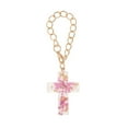 thumbnail image 1 of Unique Bargains 1 Pc Dried Flower Cross Water Cup Pendant Pink Metal Resin, 1 of 5