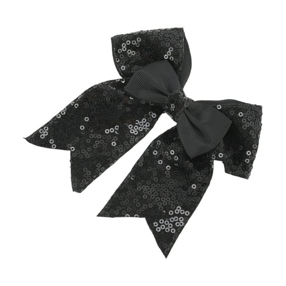 Unique Bargains 1 Pc Duckbill Clip Halloween Bow Double-layer Hair Clip for Women Black