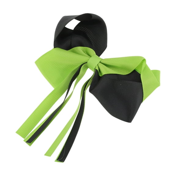 Unique Bargains 1 Pc Duckbill Clip Halloween Bow Ribbon Hair Clip for Women Black Green