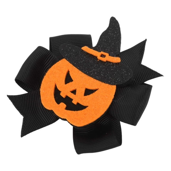 Unique Bargains 1 Pc Duckbill Clip Halloween Pumpkin Head Hair Clip for Women Black Orange