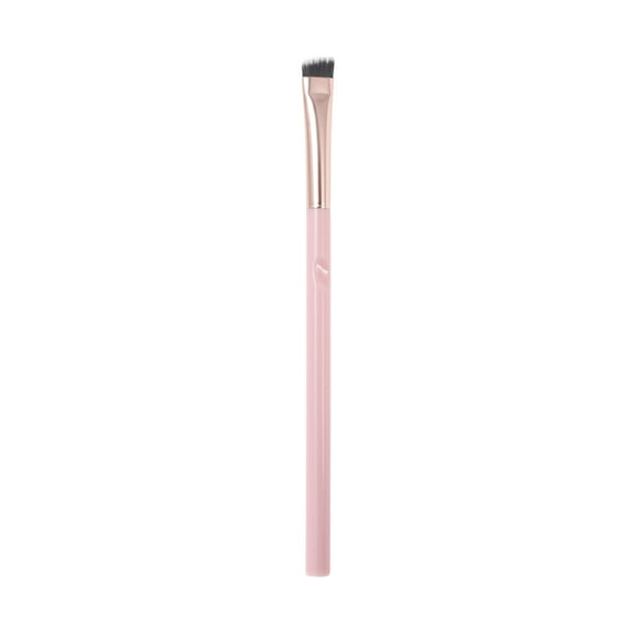 Unique Bargains 1 Pc Durable Angled Eyebrow Brush Pink Nylon Hair Aluminum Tube Plastic Handle
