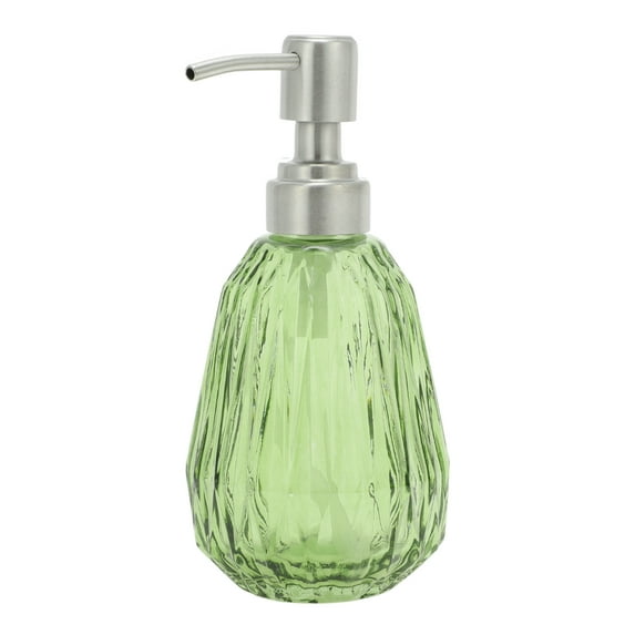 Unique Bargains 1 Pc Durable Argyle Soap Dispenser 11.84oz Green Silver Tone