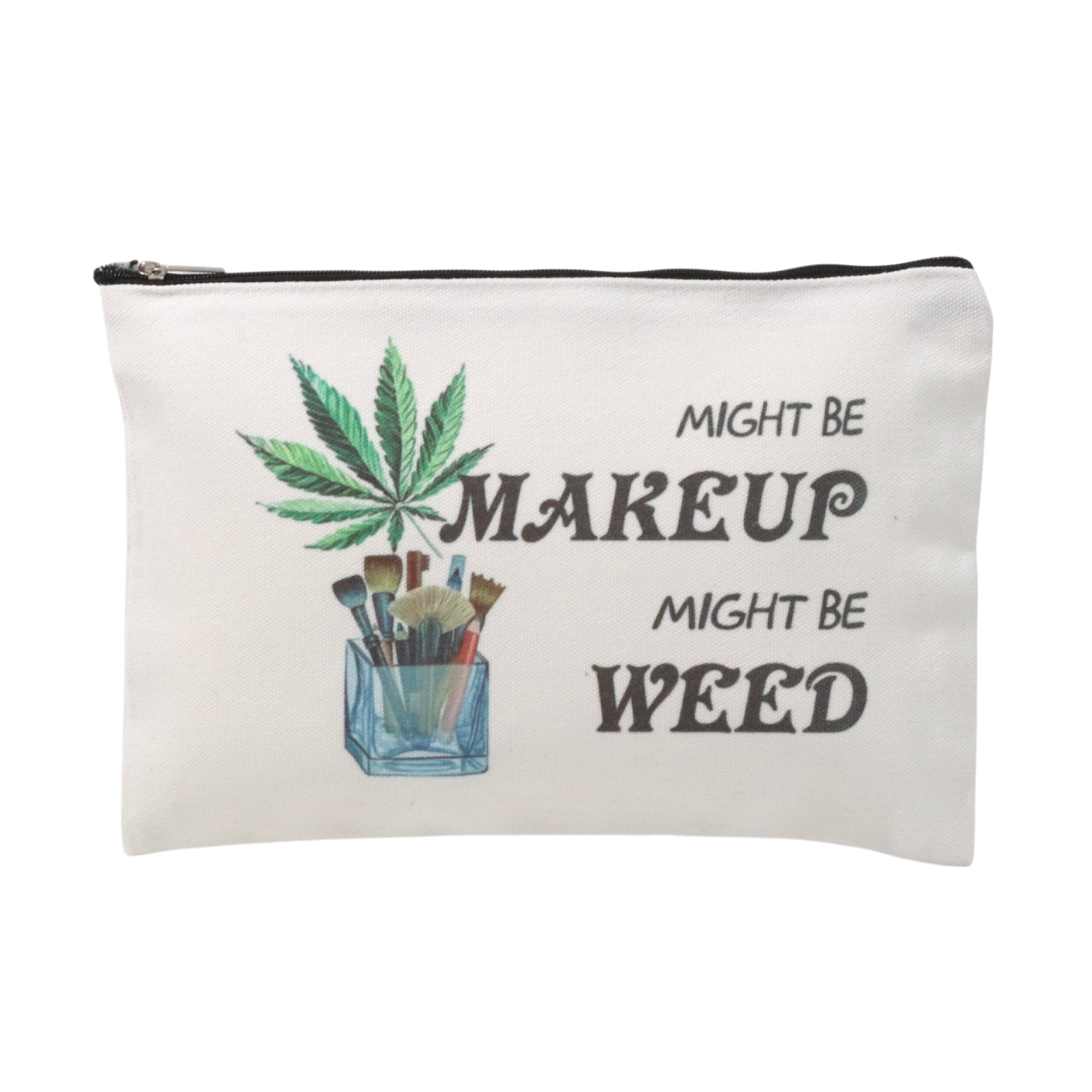 Unique Bargains 1 Pc Durable Brush Storage Pattern Makeup Bag in White Color for Women
