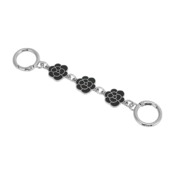 Unique Bargains 1 Pc Durable Camellia Bag Extender Chain Silver Tone Black Zinc Alloy