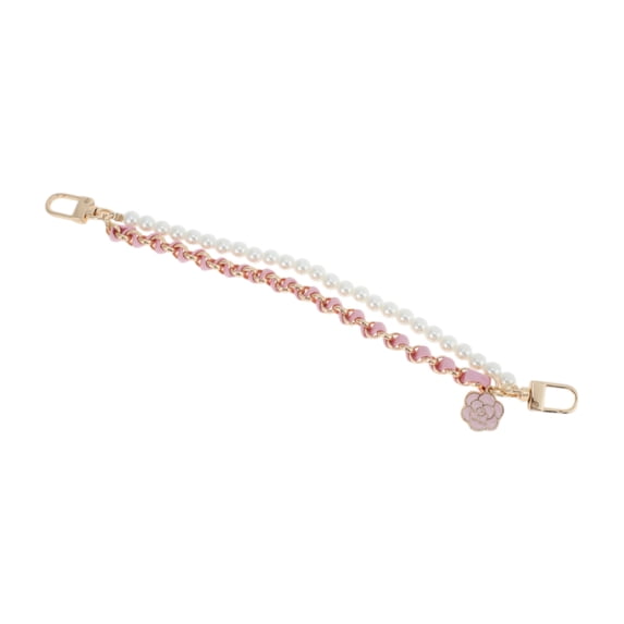 Unique Bargains 1 Pc Durable Camellia Faux Pearl Bag Extender Chain Pink Zinc Alloy