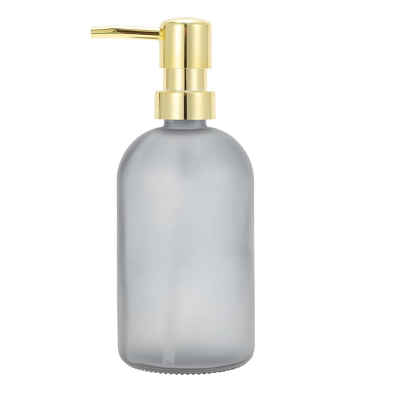 Unique Bargains 1 Pc Durable Cylinder Frosted Soap Dispenser 13.53oz Gray Gold Tone