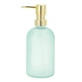 thumbnail image 1 of Unique Bargains 1 Pc Durable Cylinder Frosted Soap Dispenser 13.53oz Light Blue Gold Tone, 1 of 6