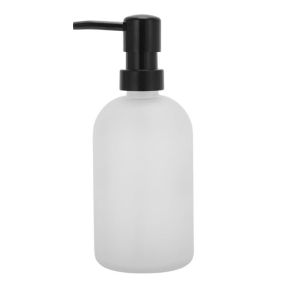 Unique Bargains 1 Pc Durable Cylinder Frosted Soap Dispenser 13.53oz White Black