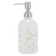 thumbnail image 1 of Unique Bargains 1 Pc Durable Cylinder Marble Soap Dispenser 13.53oz White Gold Tone, 1 of 6