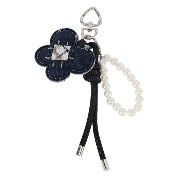 Unique Bargains 1 Pc Durable Denim Butterfly Handbag Charm Decorative Keychain Black