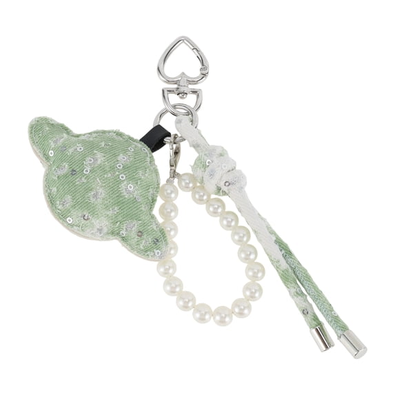 Unique Bargains 1 Pc Durable Denim Planet Handbag Charm Decorative Keychain Greenish White