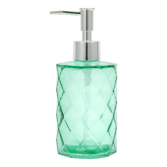 Unique Bargains 1 Pc Durable Diamond-shaped Soap Dispenser 11.16oz Green Silver Tone