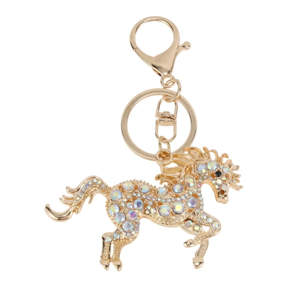 Unique Bargains 1 Pc Durable Diamond-studded Horse Handbag Charm Decorative Keychain Milky White