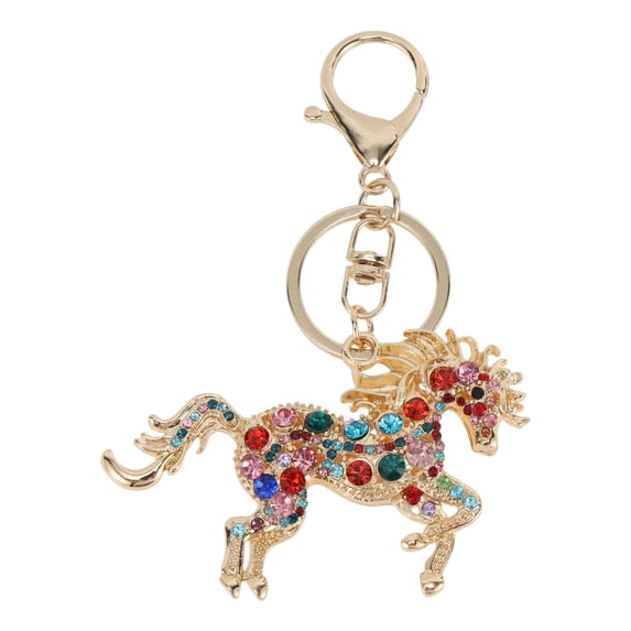 Unique Bargains 1 Pc Durable Diamond-studded Horse Handbag Charm Decorative Keychain Multicolor