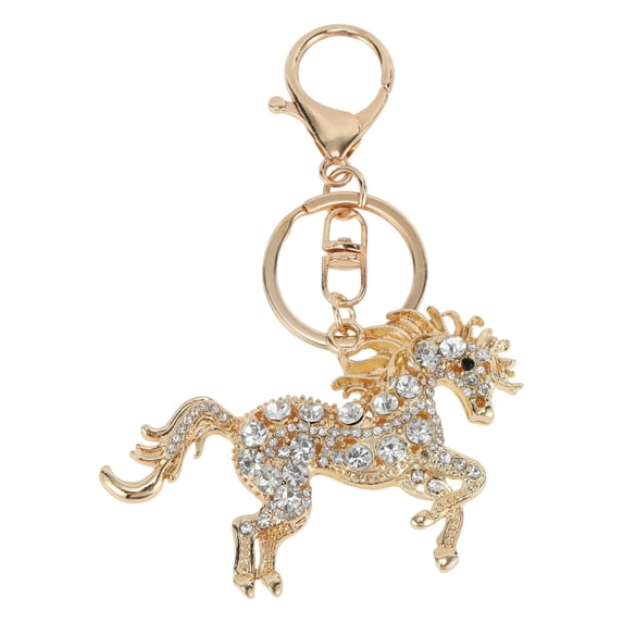 Unique Bargains 1 Pc Durable Diamond-studded Horse Handbag Charm Decorative Keychain Silver Tone