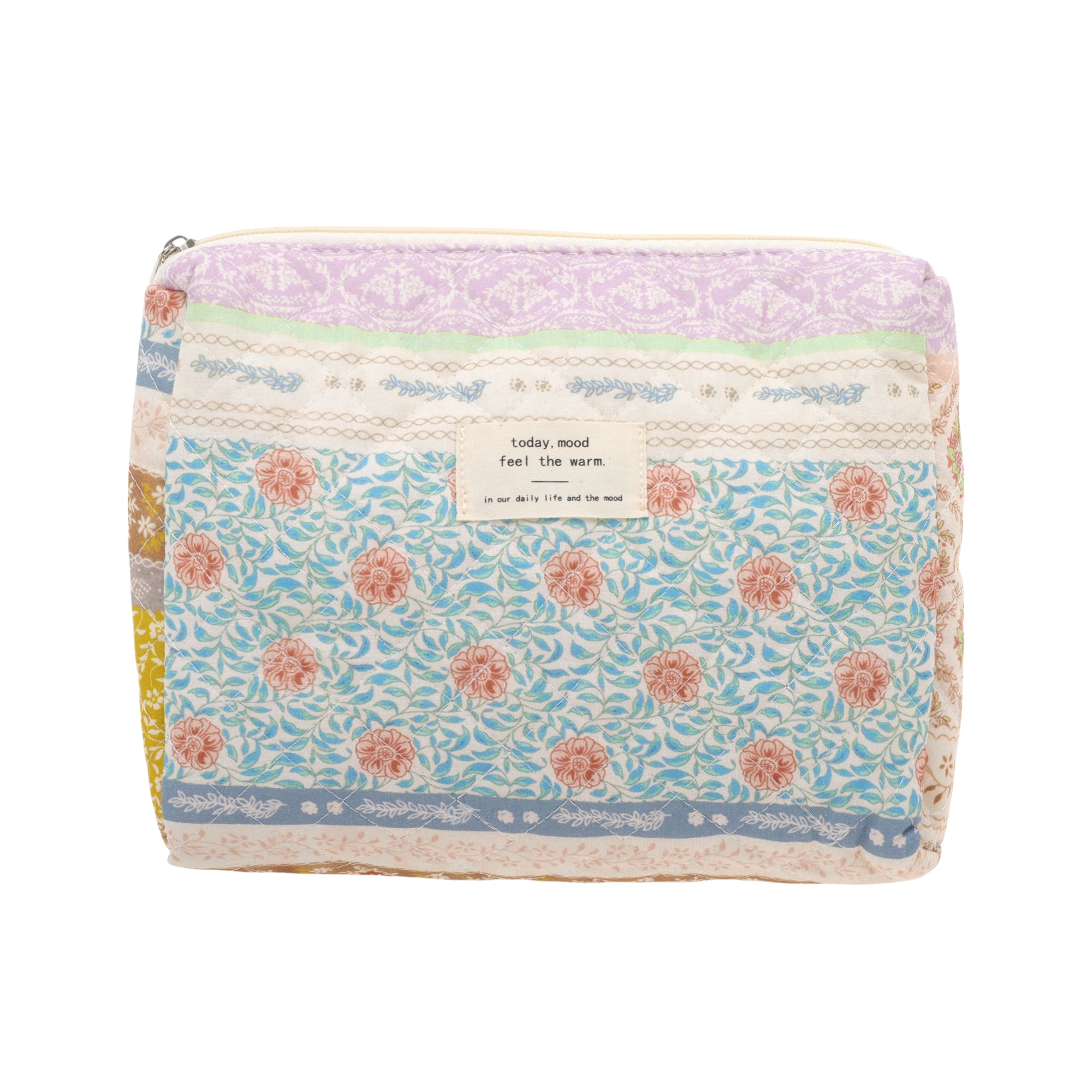 Unique Bargains 1 Pc Durable Ditsy Floral Handheld Quilting Makeup Bag Colorful