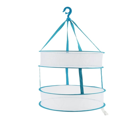 Unique Bargains 1 Pc Durable Double Layer Clothes Drying Basket for Balcony 4.72"x18.9" 55L Blue