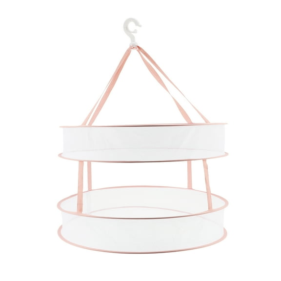 Unique Bargains 1 Pc Durable Double Layer Clothes Drying Basket for Balcony 4.72"x24.02" 89L Pink