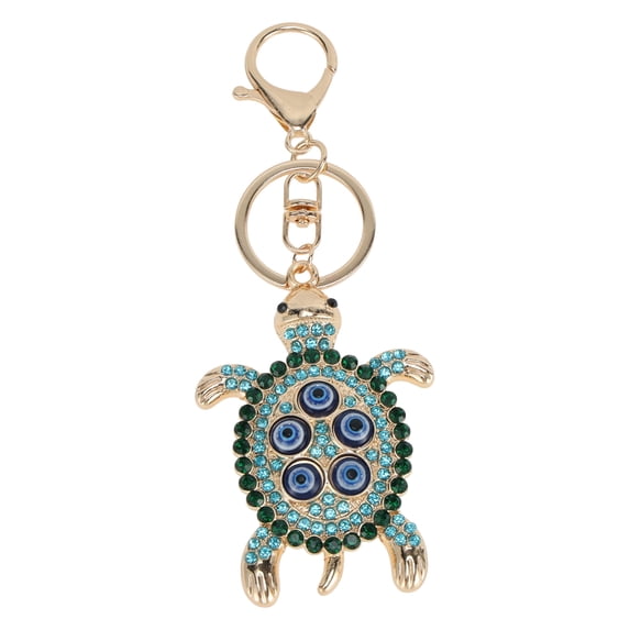 Unique Bargains 1 Pc Durable Evil Eye Turtle Handbag Charm Decorative Keychain Blue