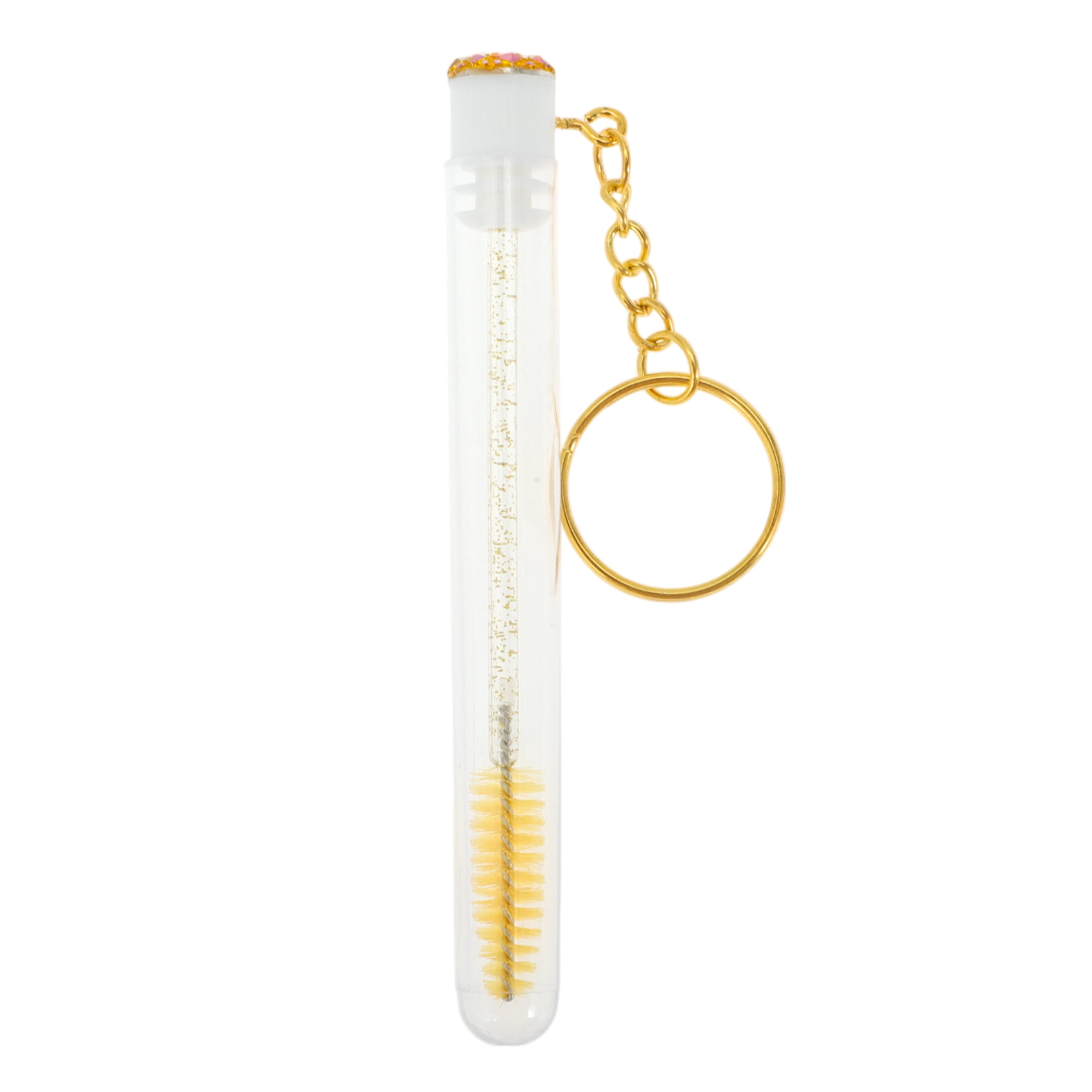 Unique Bargains 1 Pc Durable Eyelash Brush in Tube Design with Gold-Tone Buckle Yellow