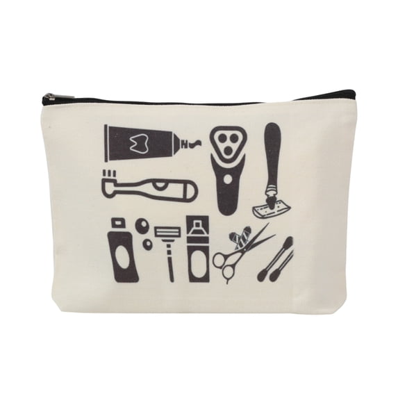 Unique Bargains 1 Pc Durable Facial Care Tools Pattern Makeup Bag Beige Canvas