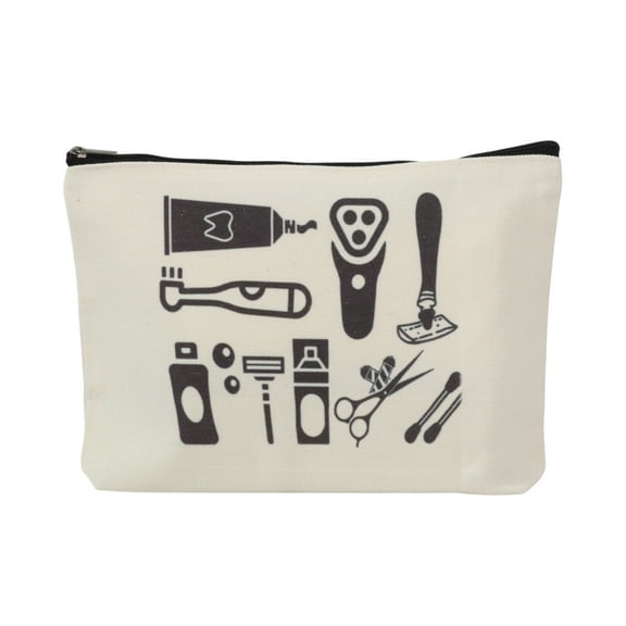 Unique Bargains 1 Pc Durable Facial Care Tools Pattern Makeup Bag Beige Canvas