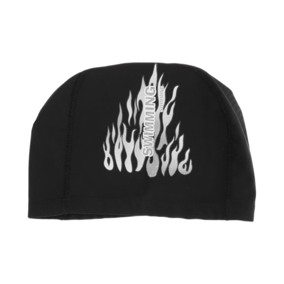 Unique Bargains 1 Pc Durable Flame Pattern Swim Cap Black White