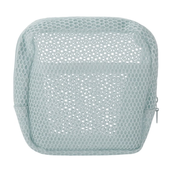 Unique Bargains 1 Pc Durable Grid Makeup Bag Blue Gray Polyester