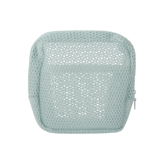 Unique Bargains 1 Pc Durable Grid Makeup Bag Blue Gray Polyester