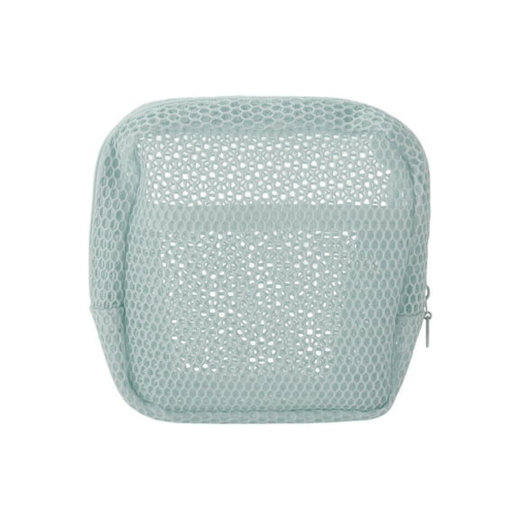 Unique Bargains 1 Pc Durable Grid Makeup Bag Blue Gray Polyester