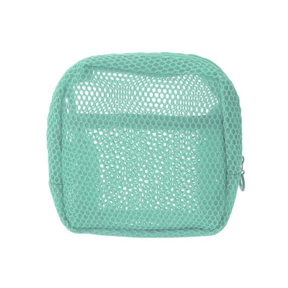 Unique Bargains 1 Pc Durable Grid Makeup Bag Green Polyester