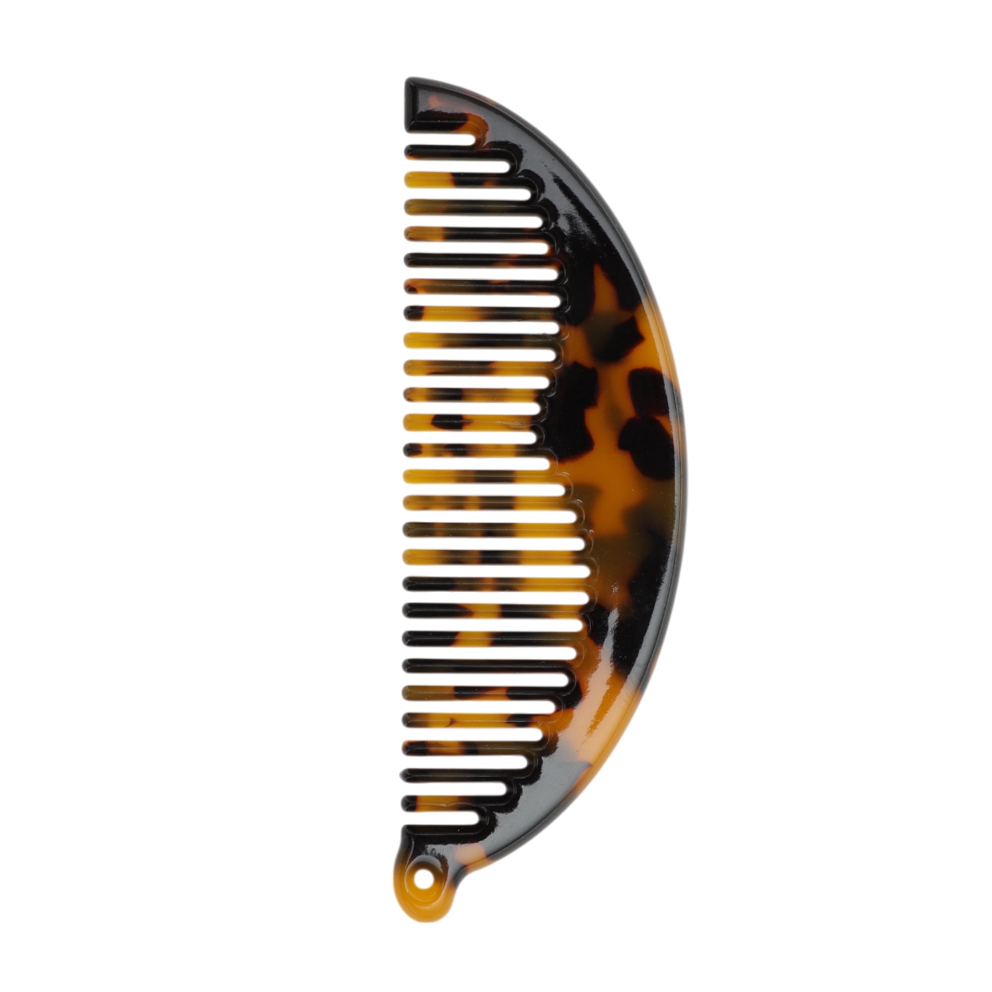 Unique Bargains 1 Pc Durable Half Round Hair Comb with Hole Tortoiseshell Color